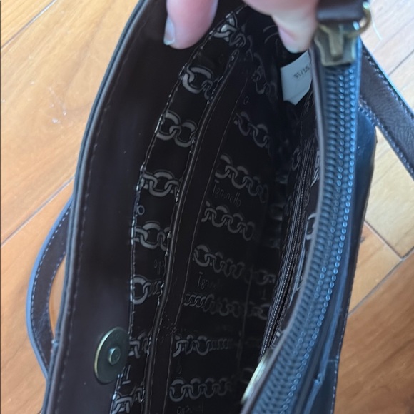 Tignanello Black and Brown Leather Shoulder Bag with Adjustable Strap - Picture 7 of 8